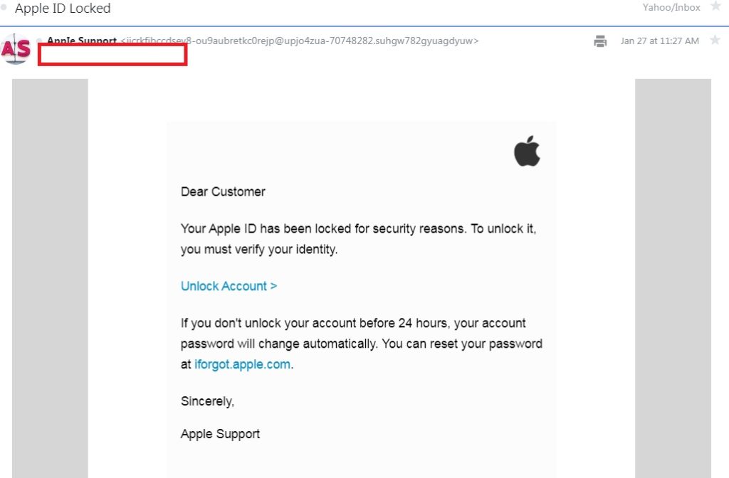fake apple support email to hack your apple account through phishing email method message